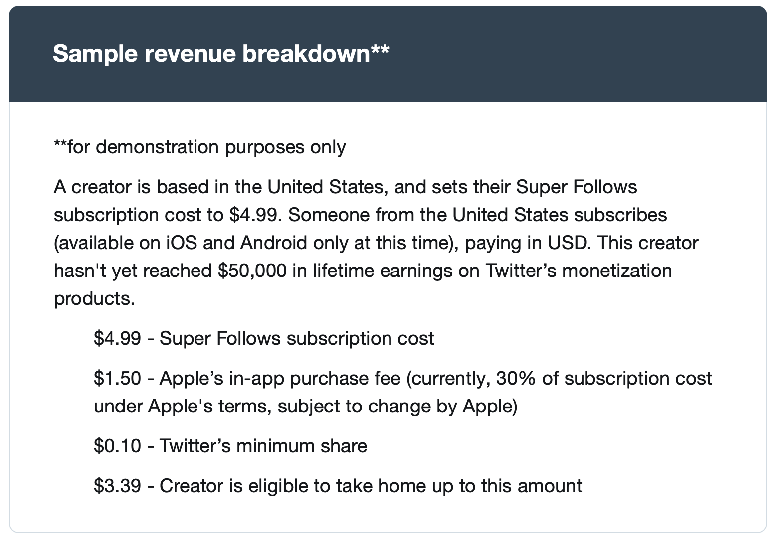 Twitter revenue breakdown.
